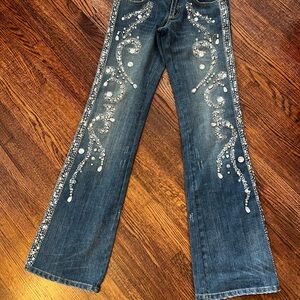 Bebe Size 26 beautifully crystal embellished jeans
